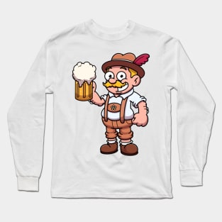 Bavarian Man In Traditional Clothes With Beer Long Sleeve T-Shirt